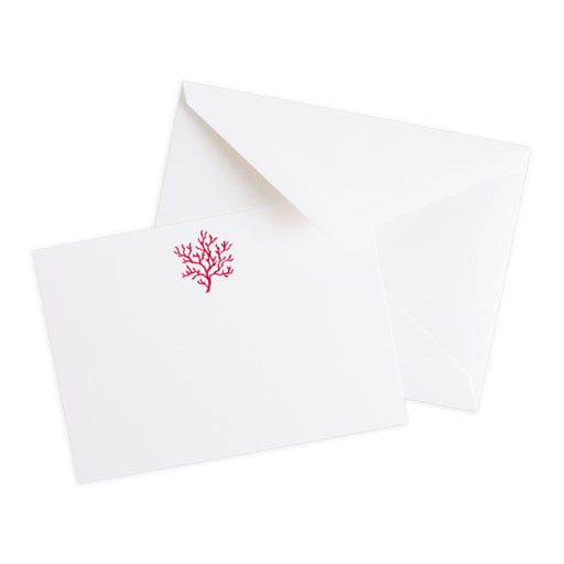 Coral Blank Correspondence Cards - 20 Cards & 20 Envelopes Stationery Caspari 