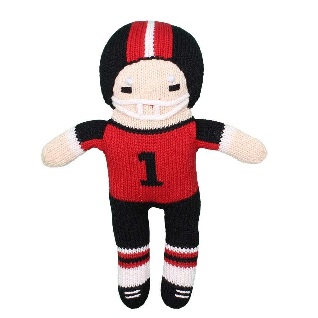 Crochet Football Player Dolls Zubels Large Red/Black