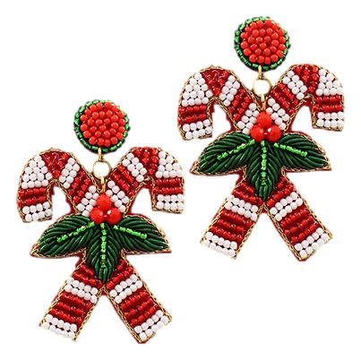 Crossed Christmas Candy Cane Earrings Earrings Golden Stella 