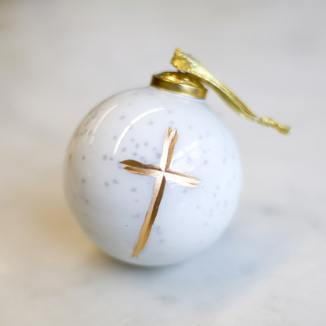 Cruix Glass Ball Ornament in White ornament The Royal Standard 