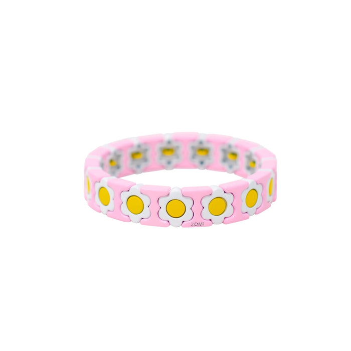 Daisy Flowers Tile Bracelets Bracelet Tiny Treats and Zomi Gems Light Pink with White 
