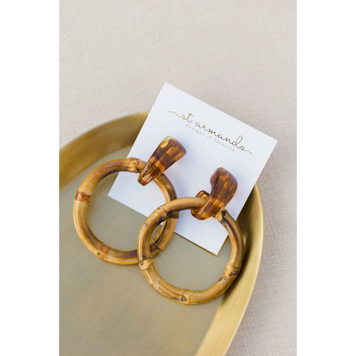 Dark Brown Bamboo Drop Earrings Earrings St. Armands Designs 