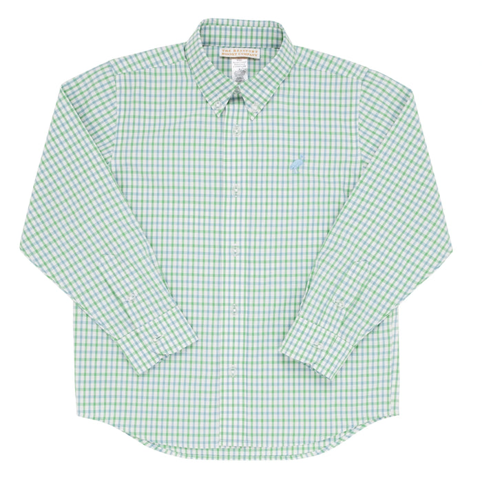 Dean's List Dress Shirt - Kiawah Kelly Green & Barrington Blue Chandler Check Boy Shirt Beaufort Bonnet 