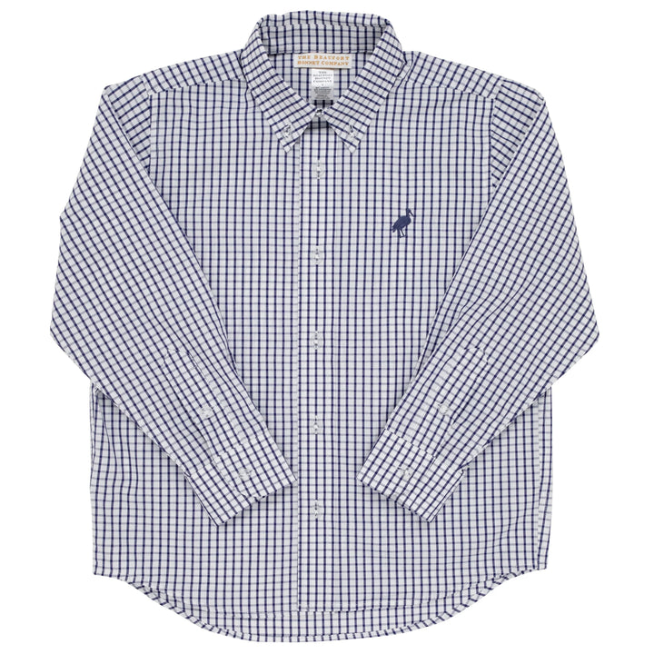 Dean's List Dress Shirt - Nantucket Navy Windowpane Boy Shirt Beaufort Bonnet 