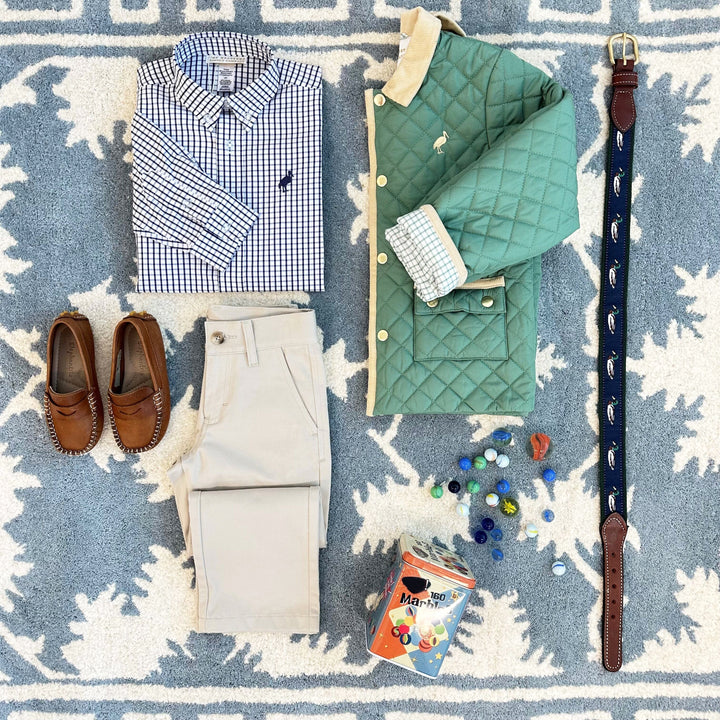 Dean's List Dress Shirt - Nantucket Navy Windowpane Boy Shirt Beaufort Bonnet 
