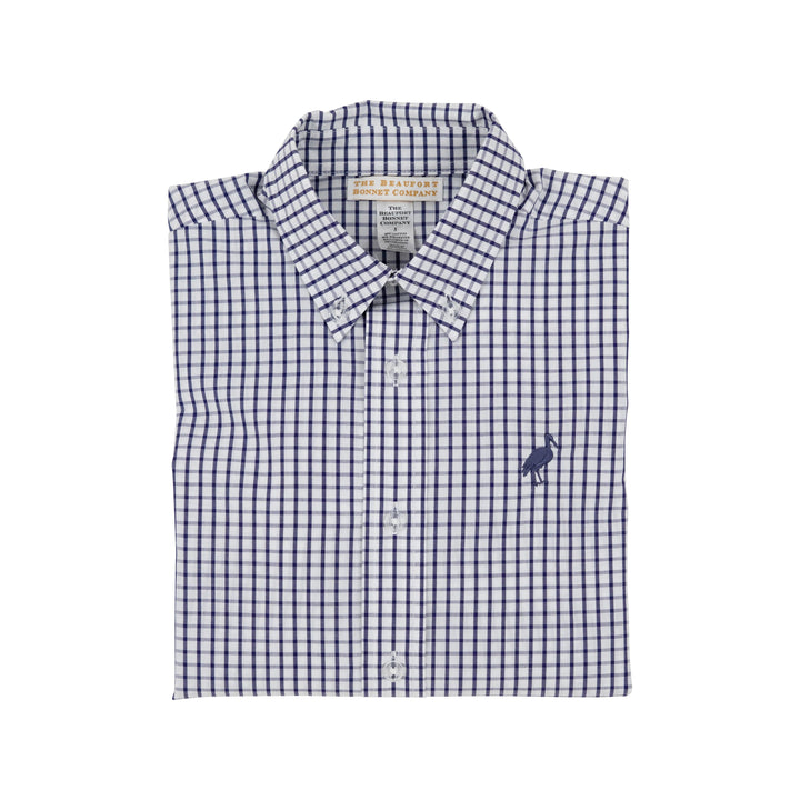 Dean's List Dress Shirt - Nantucket Navy Windowpane Boy Shirt Beaufort Bonnet 