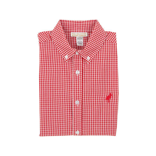 Dean's List Dress Shirt - Richmond Red Mini Gingham Boy Shirt Beaufort Bonnet 
