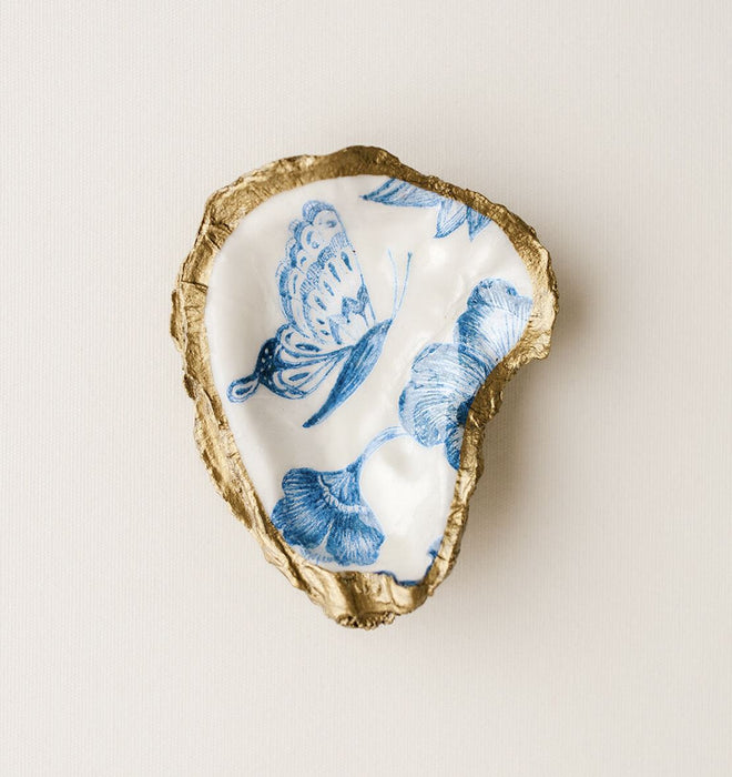 Bright Floral Oyster Shell Trinket Dish with Gold Accent - SuitePieces