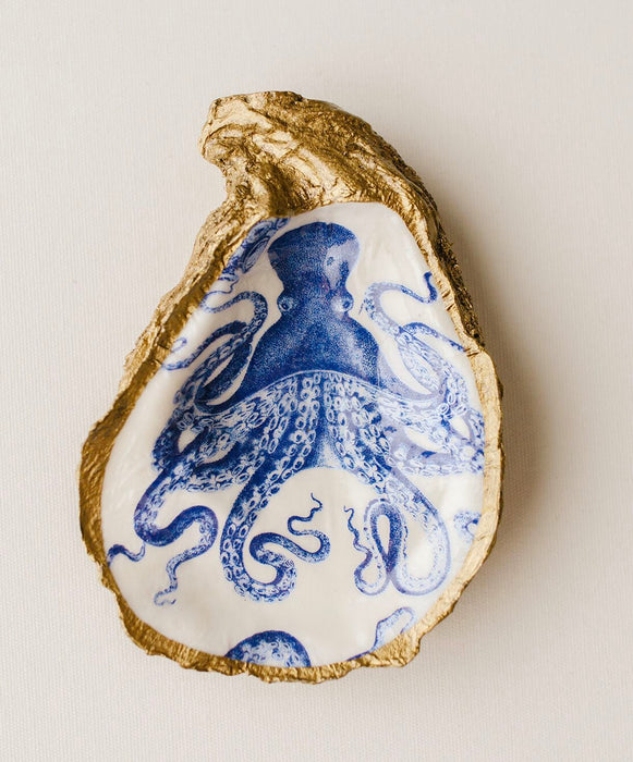 Decoupage Oyster Ring Dish Oyster Dish Grit and Grace Studio Octopus 