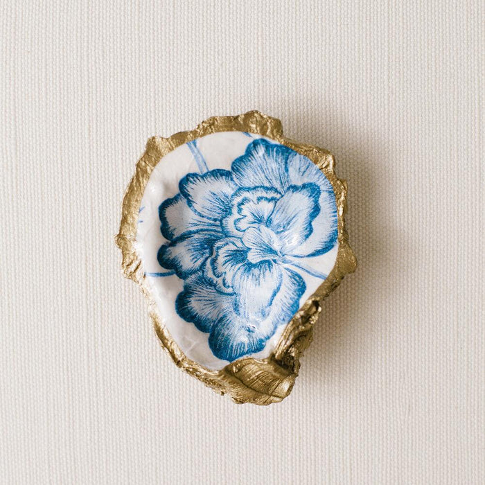 Decoupage Oyster Ring Dish Oyster Dish Grit and Grace Studio Peony Bloom 