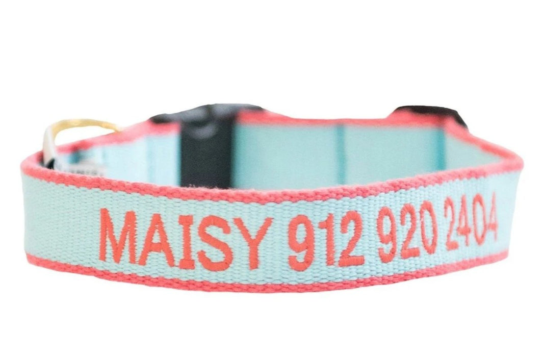 Dog Collar Dog Upcountry Large Light Blue/Coral