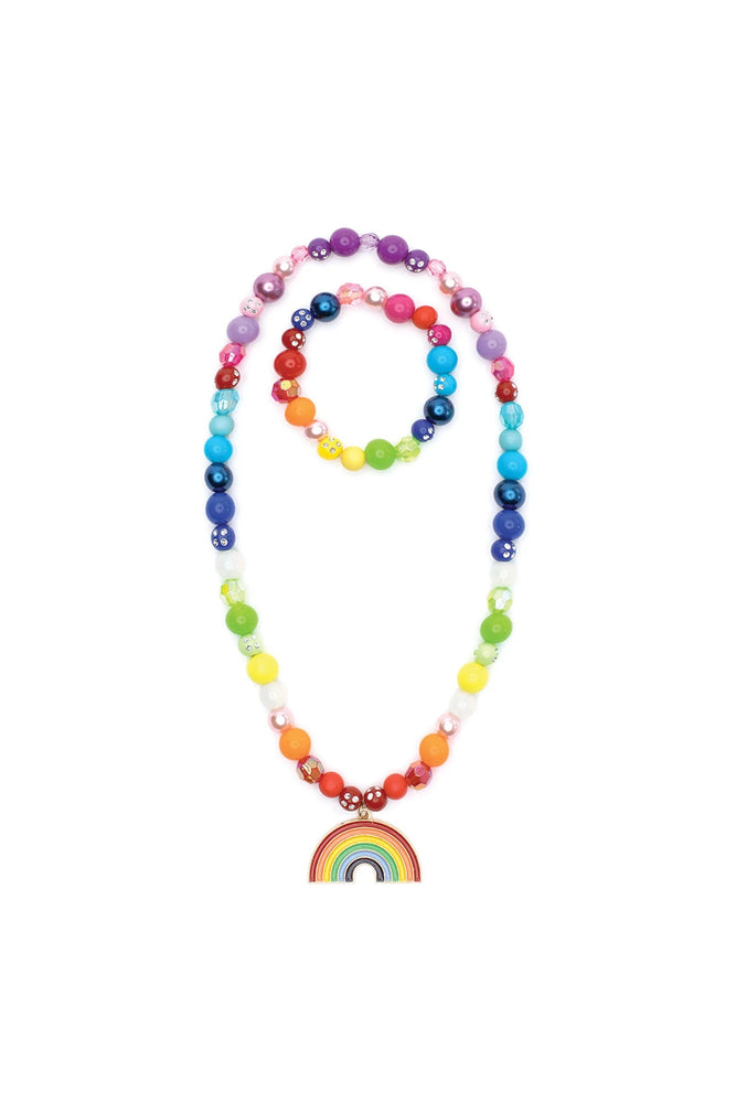 Double Rainbow Necklace and Bracelet Set Costume Jewelry Great Pretenders 