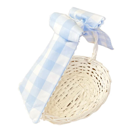 Easter Basket Bow - Blue Buffalo Check Easter Basket The Bow Next Door 