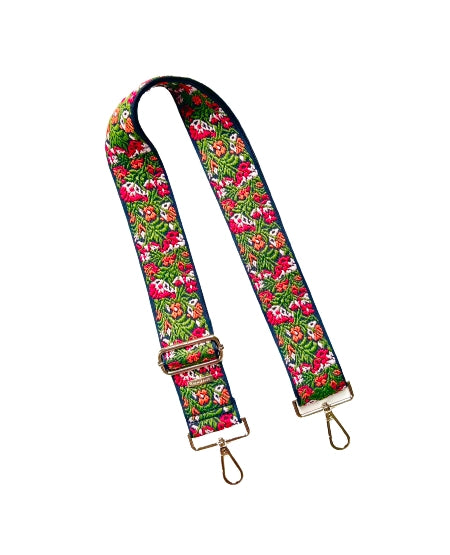 Embroidered Guitar Straps Bag Strap Thomas and Lee Company Red Orange and Green 