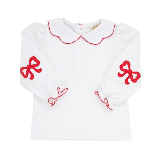 Emma's Elbow Patch Top & Onesie - Richmond Red Bow Girl Shirt Beaufort Bonnet 