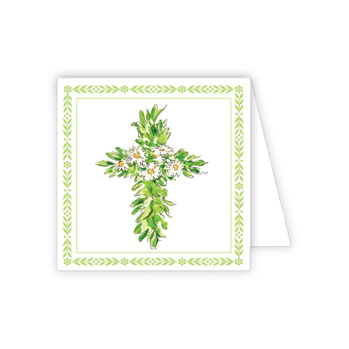 Enclosure Cards Gift Cards Rosanne Beck Green Cross with Daisies 
