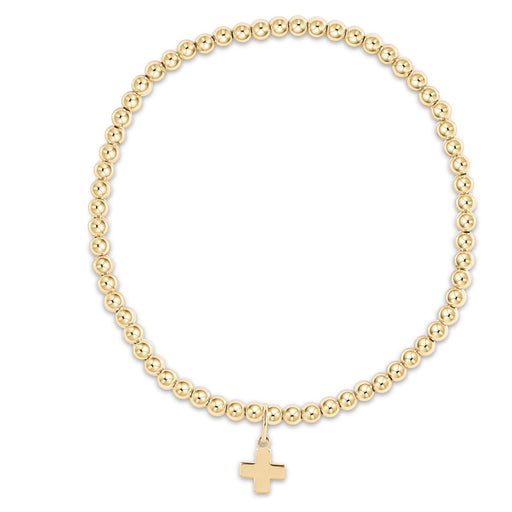 Extends Classic Gold 3mm Bead Bracelet - Signature Cross Gold Charm Bracelet eNewton 