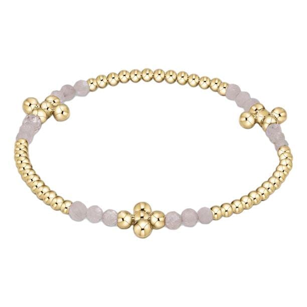 Extends Signature Cross Gold Bliss Pattern 2.5mm Bead Bracelet - Gemstones + Pearl Bracelet eNewton Moonstone 