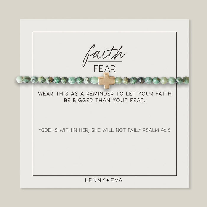 Faith Over Fear Gold Cross Bracelet Bracelet Lenny and Eva African Turquoise 