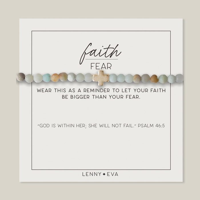 Faith Over Fear Gold Cross Bracelet Bracelet Lenny and Eva Amazonite 
