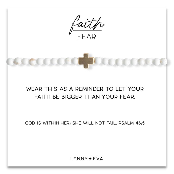 Faith Over Fear Gold Cross Bracelet Bracelet Lenny and Eva Howlite 