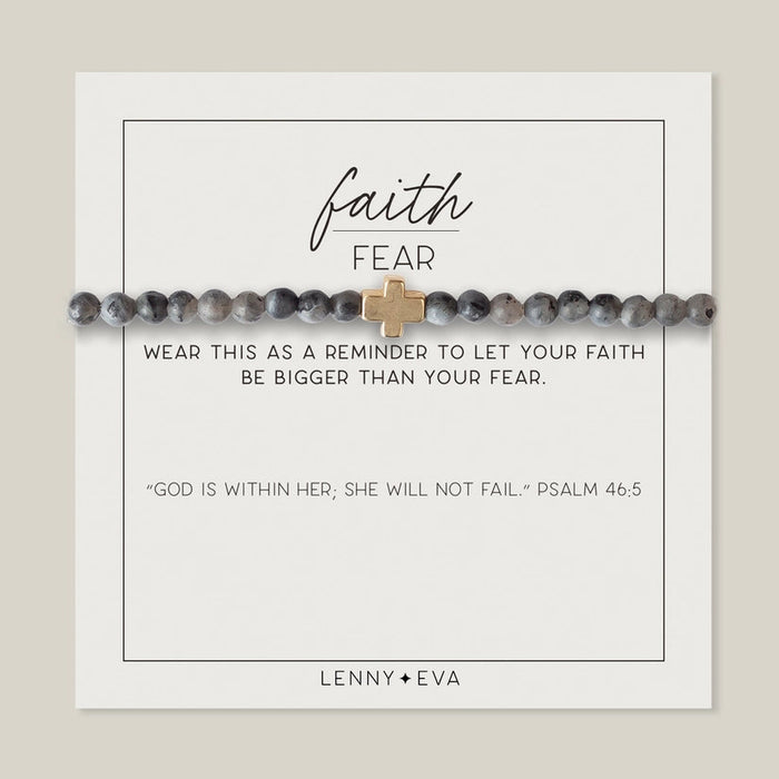 Faith Over Fear Gold Cross Bracelet Bracelet Lenny and Eva Labradorite 