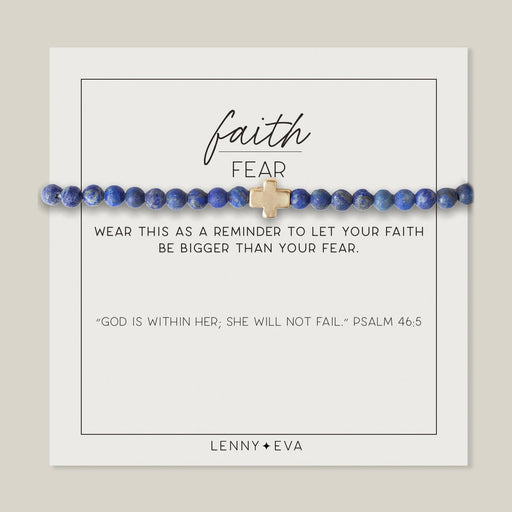 Faith Over Fear Gold Cross Bracelet Bracelet Lenny and Eva Lapis Lazuli 