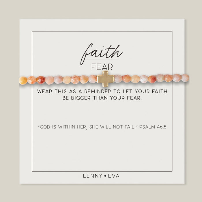 Faith Over Fear Gold Cross Bracelet Bracelet Lenny and Eva Moonstone 