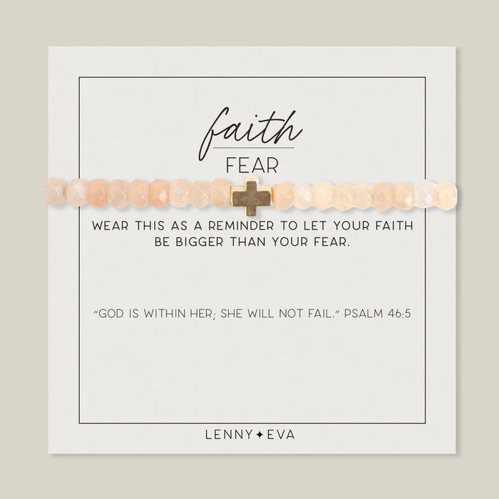 Faith Over Fear Gold Cross Bracelet Bracelet Lenny and Eva Pink Jade 