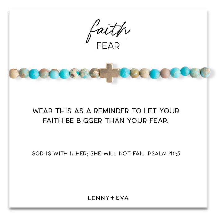Faith Over Fear Gold Cross Bracelet Bracelet Lenny and Eva Turquoise Jasper 