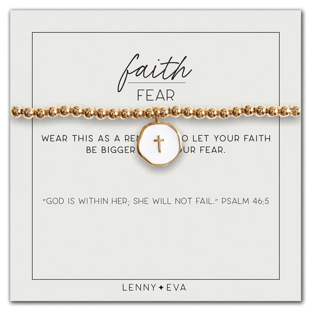 Faith Over Fear Gold Cross Charm Bracelet Bracelet Lenny and Eva 