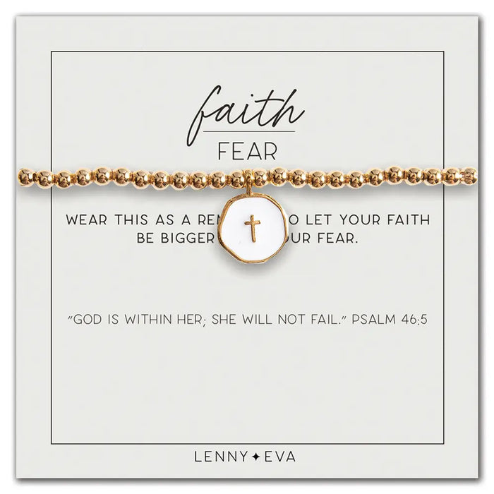 Faith Over Fear Gold Cross Charm Bracelet Bracelet Lenny and Eva 