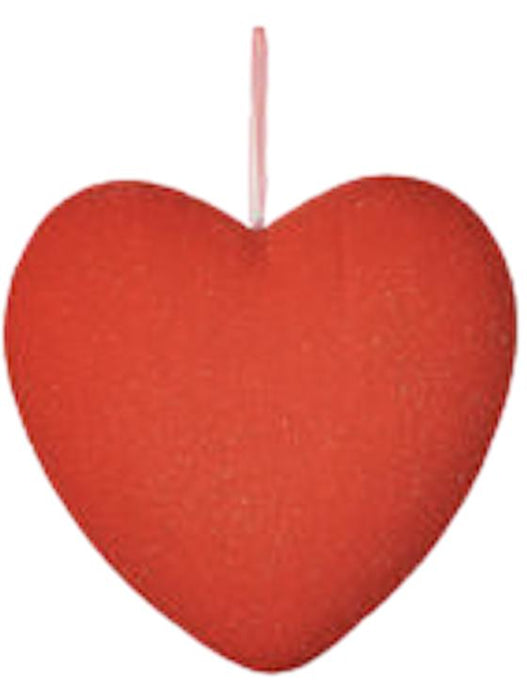 Flocked Hearts - Medium Holiday Decor 180 Degrees Red 