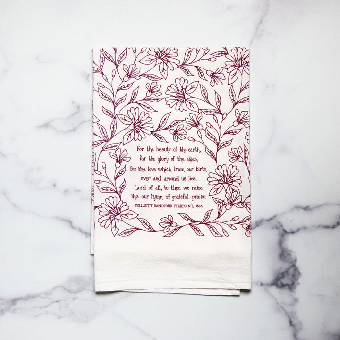 For the Beauty of the Earth Hymn Tea Towel Kitchen Towels Little Things Studio 