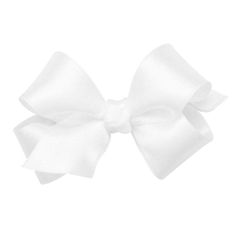 French Satin Hair Bow - Mini Hair Bows WeeOnes White 