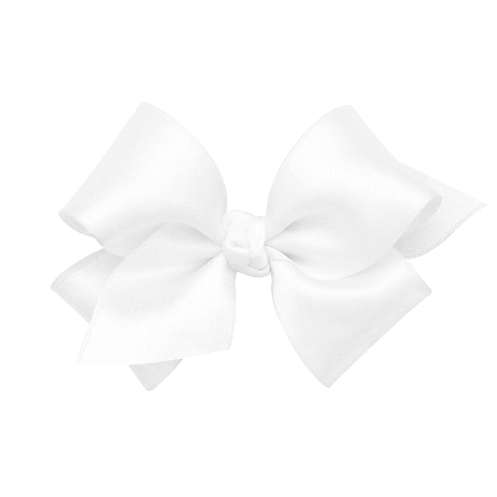 French Satin Hair Bow - Small Hair Bows WeeOnes White 