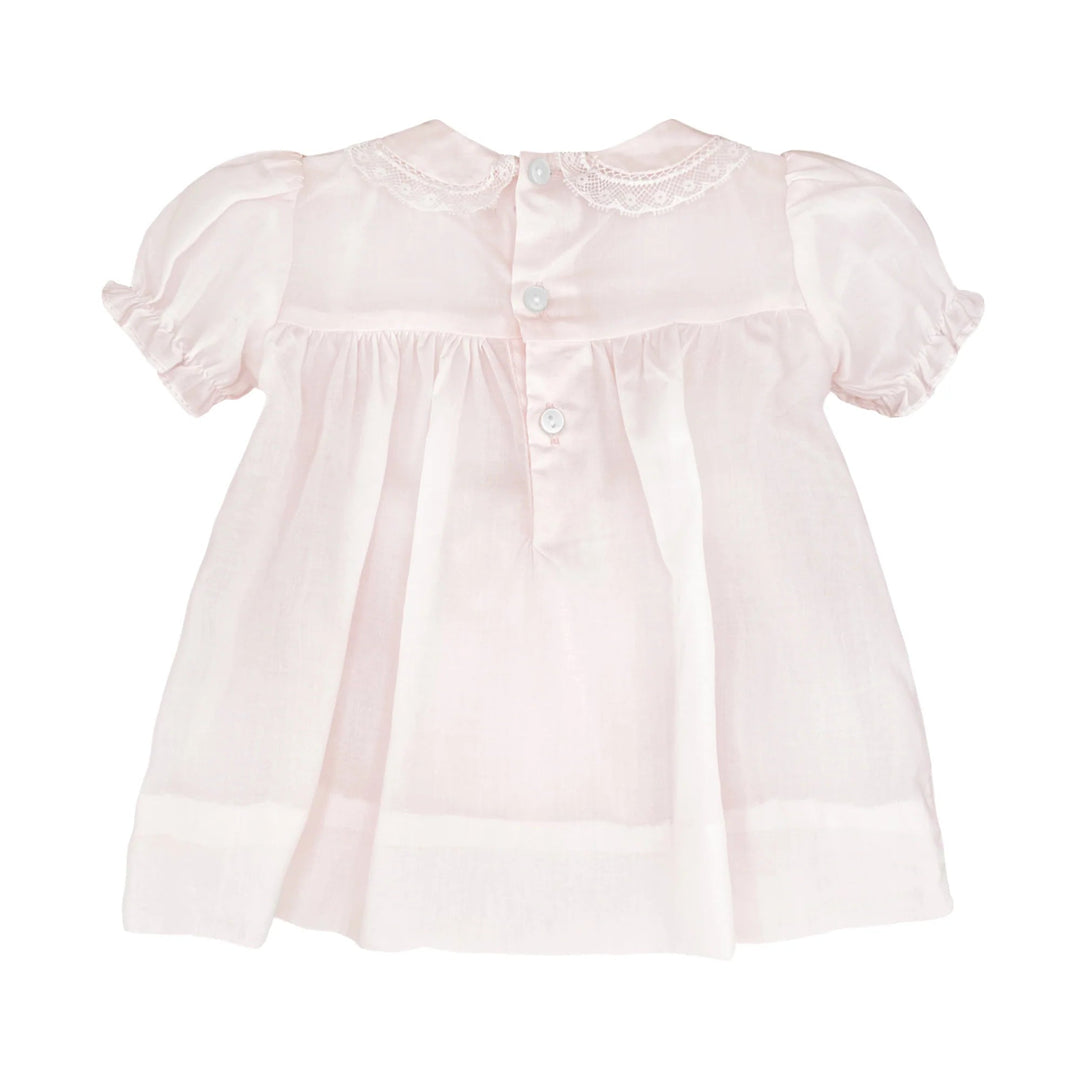 Fully Smocked Newborn Dress with Lace Dress Petit Ami 