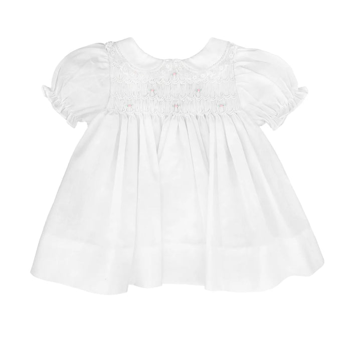 Fully Smocked Preemie Dress with Lace Dress Petit Ami 