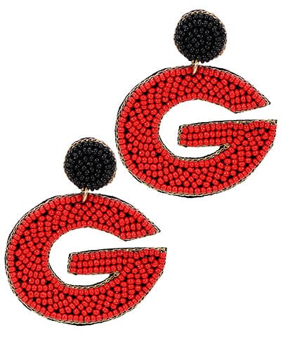 G Logo Beaded Earrings - Red Earrings Golden Stella 