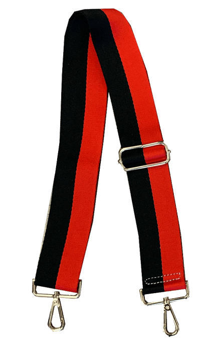 Game Day Color Block Guitar Straps Purse Strap Ahdorned Black and Red 