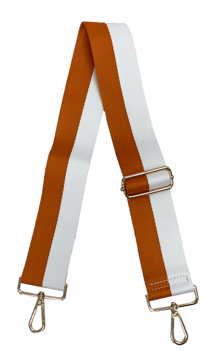 Game Day Color Block Guitar Straps Purse Strap Ahdorned Burnt Orange and White 