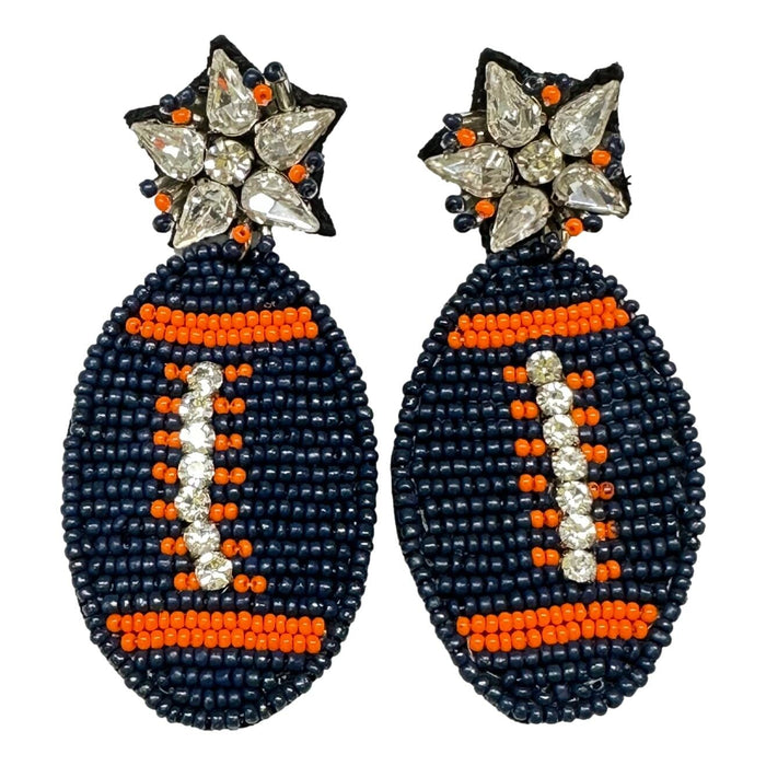 Game Day Football Earrings Earrings Camel Threads Navy and Orange 