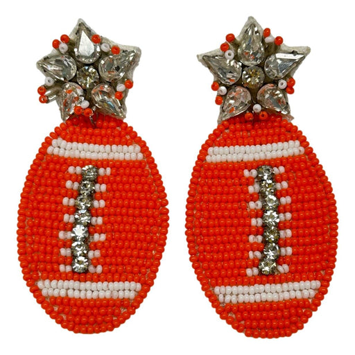 Game Day Football Earrings Earrings Camel Threads Orange and White 