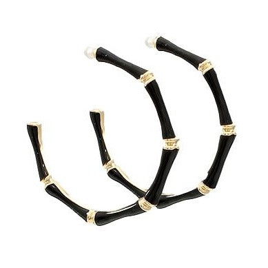 Gameday Bamboo Hoop Earrings Earrings Golden Stella Black 