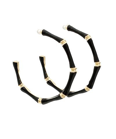 Gameday Bamboo Hoop Earrings Earrings Golden Stella Black 