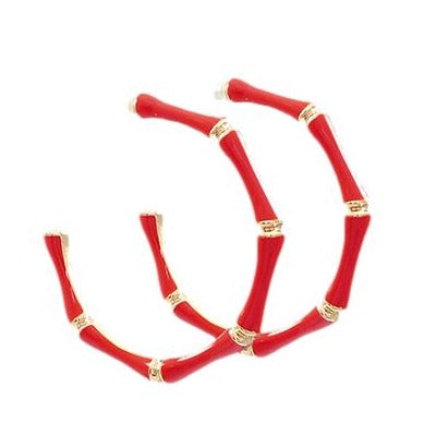 Gameday Bamboo Hoop Earrings Earrings Golden Stella Red 