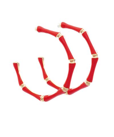 Gameday Bamboo Hoop Earrings Earrings Golden Stella Red 