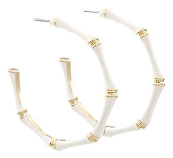 Gameday Bamboo Hoop Earrings Earrings Golden Stella White 