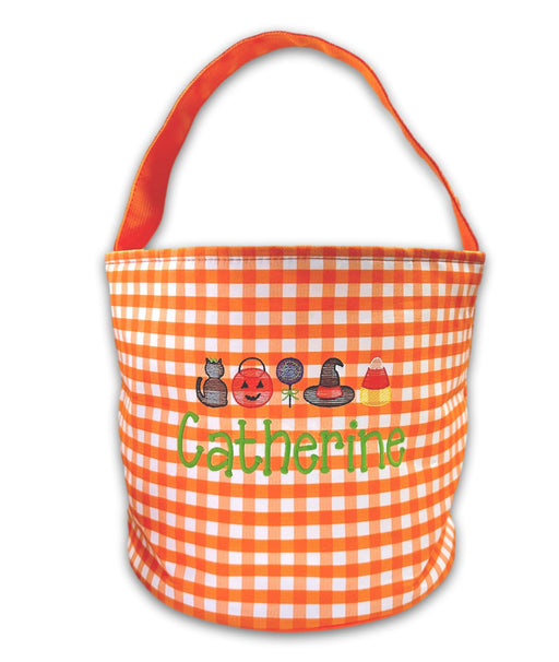 Gingham Trick or Treat Bag Halloween Bag Blossom Blanks Orange 