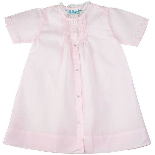 Girls Lace Folded Daygown- with Flowered Embroidery Baby Gown Feltman Brothers Pink with White Embroidery 